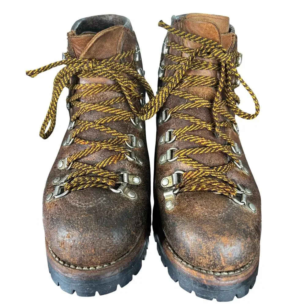 Vintage Vasque Men’s Narrow Brown Leather Mountaineering Boots Size US 7.5 N